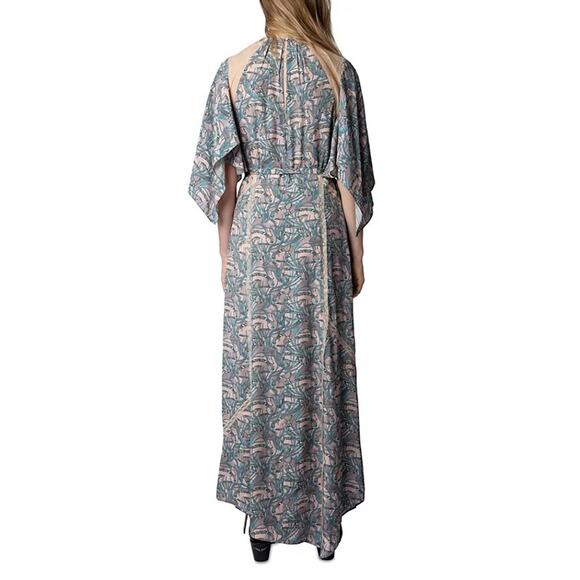 Zadig & Voltaire Silk Lace Blend Chain Print Maxi Dress Long Sleeves Size L NWT - Picture 3 of 12